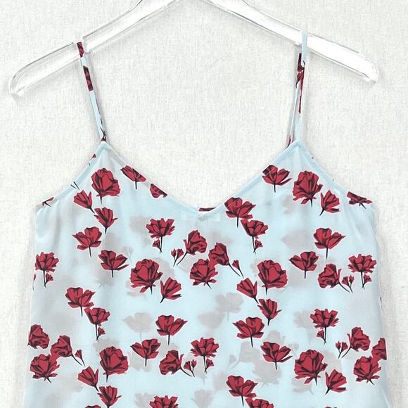 EQUIPMENT Layla Floral Print Silk Cami Tank Womens XS Blue Red Spaghetti Strap - Picture 9 of 16